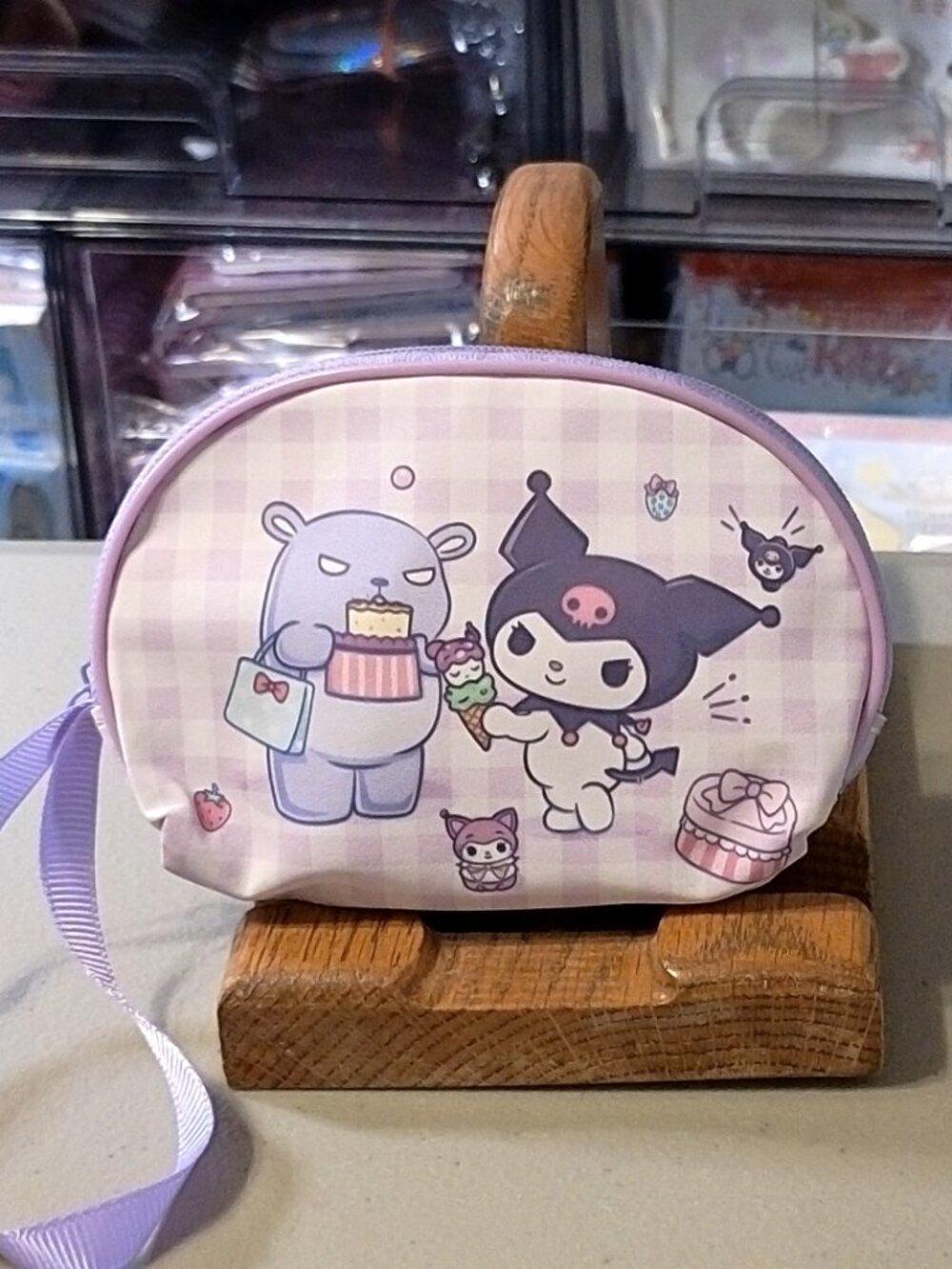 2761 Kuromi Mini Accessory Pouch • 3.5x5" • PU Leather • Kawaii